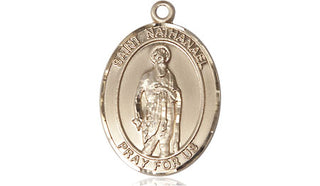14kt Gold Filled Saint Nathanael Medal Engraved Catholic Saint Jewelry