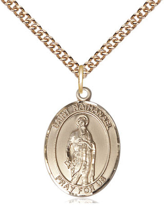 14kt Gold Filled Saint Nathanael Medal Religious Jewelry Engraved Catholic Saint Jewelry