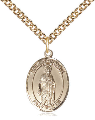 14kt Gold Filled Saint Nathanael Medal Religious Jewelry Engraved Catholic Saint Jewelry