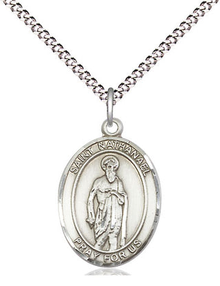 Sterling Silver Saint Nathanael Medal Religious Jewelry Engraved Catholic Saint Jewelry