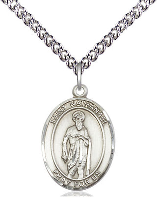 Sterling Silver Saint Nathanael Medal Religious Jewelry Engraved Catholic Saint Jewelry
