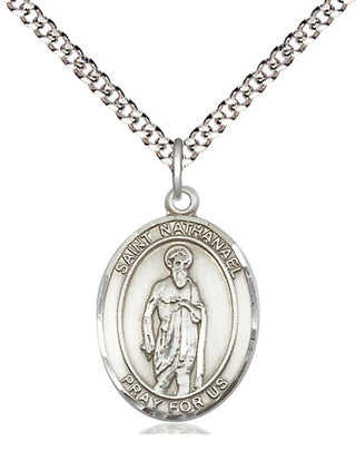 Sterling Silver Saint Nathanael Medal Religious Jewelry Engraved Catholic Saint Jewelry