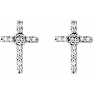 Sterling Silver 1/10 CTW Natural Diamond Cross Earrings  