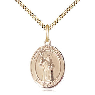 14kt Gold Filled Saint Columbkille Medal Religious Jewelry Engraved Catholic Saint Jewelry
