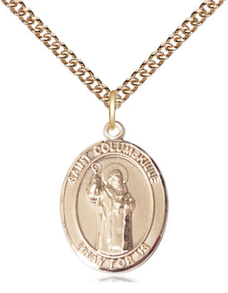14kt Gold Filled Saint Columbkille Medal Religious Jewelry Engraved Catholic Saint Jewelry