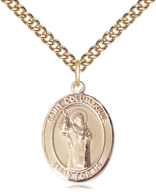 14kt Gold Filled Saint Columbkille Medal Religious Jewelry Engraved Catholic Saint Jewelry
