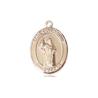 14kt Gold Saint Columbkille Medal Engraved Catholic Saint Jewelry