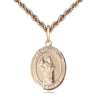 14kt Gold Saint Columbkille Medal Engraved Catholic Saint Jewelry