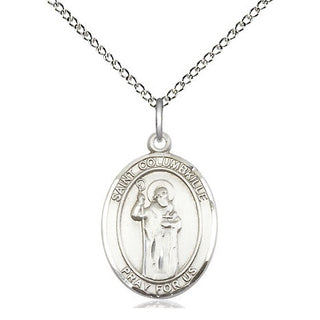 Sterling Silver Saint Columbkille Medal Religious Jewelry Engraved Catholic Saint Jewelry
