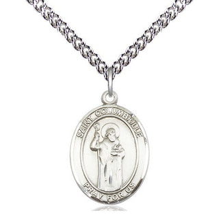 Sterling Silver Saint Columbkille Medal Religious Jewelry Engraved Catholic Saint Jewelry