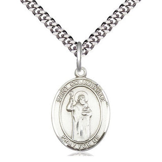 Sterling Silver Saint Columbkille Medal Religious Jewelry Engraved Catholic Saint Jewelry