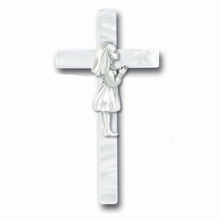 7" Pearlized Communion Girl Cross