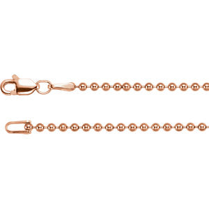 16-inch Bead Chain with Lobster Clasp - 14K Rose
