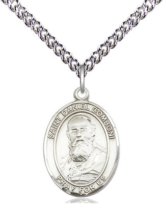 Sterling Silver Saint Daniel Comboni Medal Religious Jewelry Engraved Catholic Saint Jewelry
