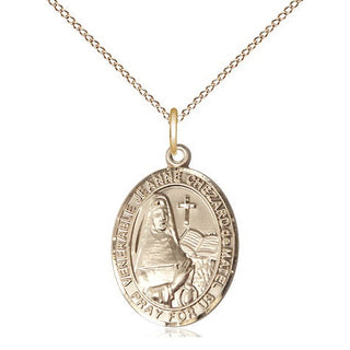 14kt Gold Jeanne Chezard de Matel Medal Engraved Catholic Saint Jewelry