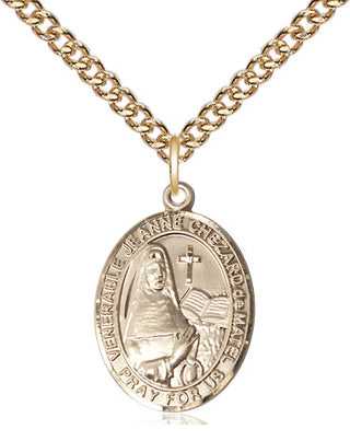 14kt Gold Jeanne Chezard de Matel Medal Engraved Catholic Saint Jewelry