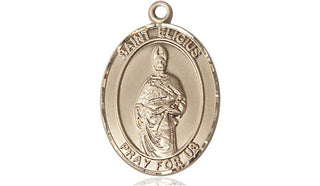 14kt Gold Saint Eligius Medal Engraved Catholic Saint Jewelry