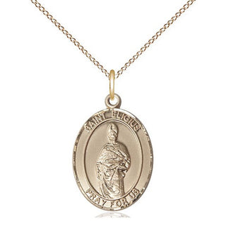 14kt Gold Saint Eligius Medal Engraved Catholic Saint Jewelry