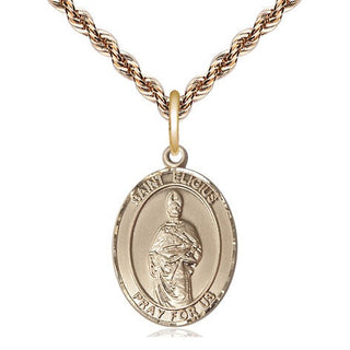 14kt Gold Saint Eligius Medal Engraved Catholic Saint Jewelry
