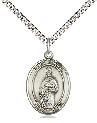 Sterling Silver Saint Eligius Medal Religious Jewelry Engraved Catholic Saint Jewelry
