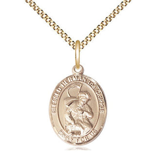 14kt Gold Filled Blessed Herman the Cripple Medal Religious Jewelry Engraved Catholic Saint Jewelry