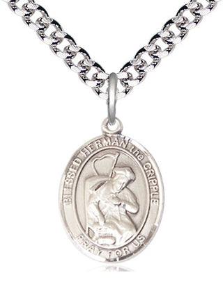 Pewter Blessed Herman the Cripple Medal Religious Jewelry Engraved Catholic Saint Jewelry