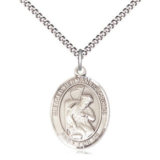 Sterling Silver Blessed Herman the Cripple Medal Religious Jewelry Engraved Catholic Saint Jewelry
