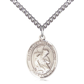 Sterling Silver Blessed Herman the Cripple Medal Religious Jewelry Engraved Catholic Saint Jewelry
