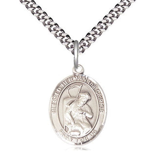 Sterling Silver Blessed Herman the Cripple Medal Religious Jewelry Engraved Catholic Saint Jewelry