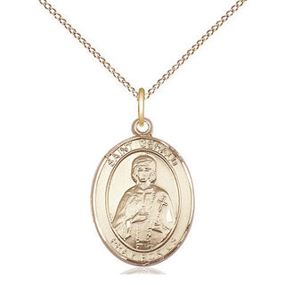 14kt Gold Saint Gerald Medal Engraved Catholic Saint Jewelry