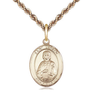 14kt Gold Saint Gerald Medal Engraved Catholic Saint Jewelry