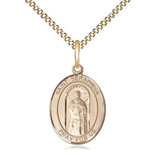 14kt Gold Filled Saint Seraphina Medal Religious Jewelry Engraved Catholic Saint Jewelry