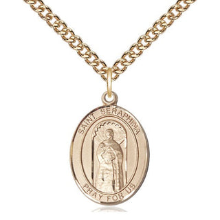 14kt Gold Filled Saint Seraphina Medal Religious Jewelry Engraved Catholic Saint Jewelry