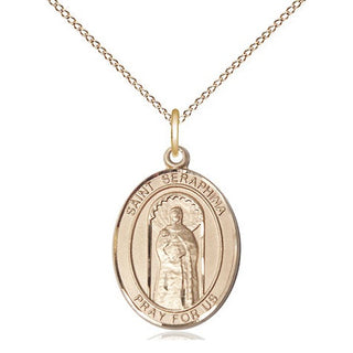 14kt Gold Saint Seraphina Medal Engraved Catholic Saint Jewelry