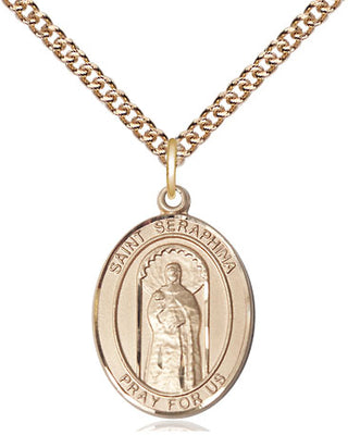 14kt Gold Saint Seraphina Medal Engraved Catholic Saint Jewelry