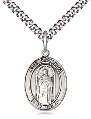 Pewter Saint Seraphina Medal Religious Jewelry Engraved Catholic Saint Jewelry