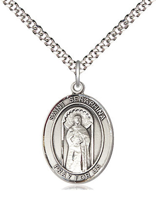 Pewter Saint Seraphina Medal Religious Jewelry Engraved Catholic Saint Jewelry