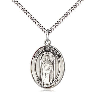 Sterling Silver Saint Seraphina Medal Religious Jewelry Engraved Catholic Saint Jewelry