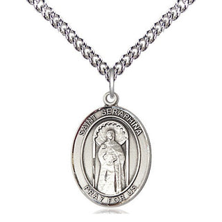 Sterling Silver Saint Seraphina Medal Religious Jewelry Engraved Catholic Saint Jewelry