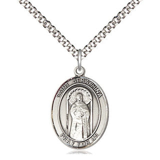 Sterling Silver Saint Seraphina Medal Religious Jewelry Engraved Catholic Saint Jewelry