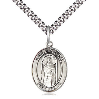 Sterling Silver Saint Seraphina Medal Religious Jewelry Engraved Catholic Saint Jewelry