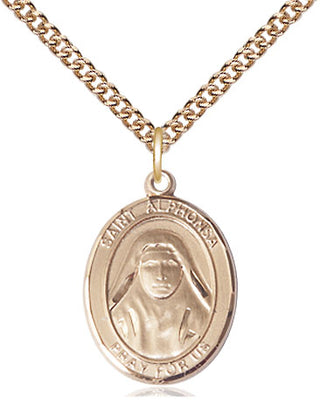 14kt Gold Saint Alphonsa Medal Engraved Catholic Saint Jewelry