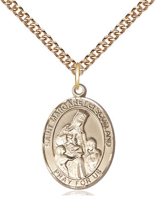 14kt Gold Filled Saint Margaret of Scotland Medal Religious Jewelry Engraved Catholic Saint Jewelry