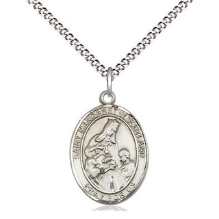 Sterling Silver Saint Margaret of Scotland Medal Religious Jewelry Engraved Catholic Saint Jewelry
