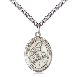 Sterling Silver Saint Margaret of Scotland Medal Religious Jewelry Engraved Catholic Saint Jewelry