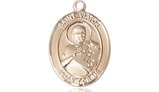 14kt Gold Filled Saint Viator of Bergamo Medal Engraved Catholic Saint Jewelry