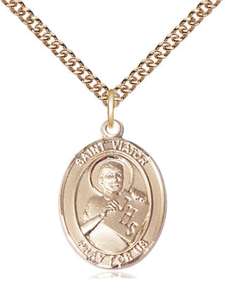 14kt Gold Filled Saint Viator of Bergamo Medal Religious Jewelry Engraved Catholic Saint Jewelry