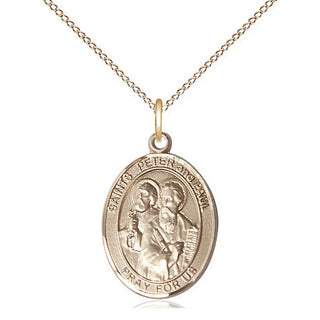 14kt Gold Saint Peter St Paul Medal Engraved Catholic Saint Jewelry