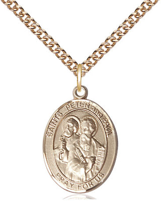 14kt Gold Saint Peter St Paul Medal Engraved Catholic Saint Jewelry