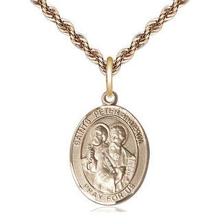 14kt Gold Saint Peter St Paul Medal Engraved Catholic Saint Jewelry